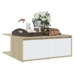 vidaXL Konferenčný stolík, biela+sonoma 80x80x31 cm, kompozitné drevo – Obrázok 3