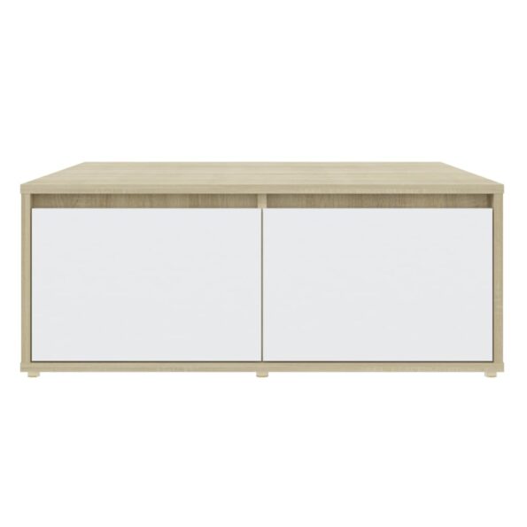 vidaXL Konferenčný stolík, biela+sonoma 80x80x31 cm, kompozitné drevo – Obrázok 4