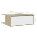 vidaXL Konferenčný stolík, biela+sonoma 80x80x31 cm, kompozitné drevo – Obrázok 7