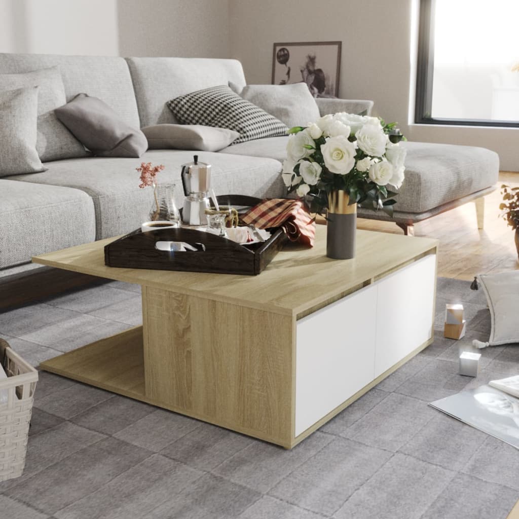 VXL8720286560822_m_en_hd_1.jpg vidaXL Konferenčný stolík, biela+sonoma 80x80x31 cm, kompozitné drevo – Obrázok 1
