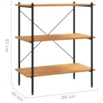 vidaXL 3-poschodový regálový diel čierny a dubový 80x40x92 cm – Obrázok 7