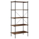 vidaXL Regál so 4 policami, čierny a prírodný 80x40x163 cm – Obrázok 5