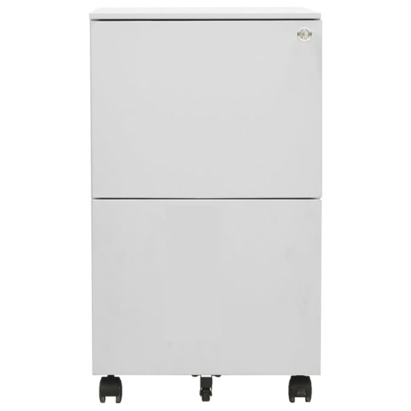 vidaXL Mobilná kartotéka bledosivá 39x45x67 cm oceľ – Obrázok 3