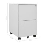 vidaXL Mobilná kartotéka bledosivá 39x45x67 cm oceľ – Obrázok 10