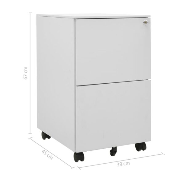 vidaXL Mobilná kartotéka bledosivá 39x45x67 cm oceľ – Obrázok 10