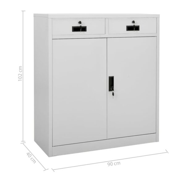 vidaXL Kancelárska skriňa bledosivá 90x40x102 cm oceľ – Obrázok 11