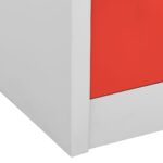 vidaXL Uzamykacia skriňa bledosivá a červená 90x45x92,5 cm oceľová – Obrázok 7