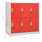 vidaXL Uzamykacia skriňa bledosivá a červená 90x45x92,5 cm oceľová – Obrázok 8