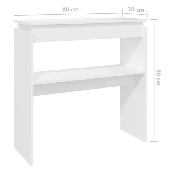 vidaXL Konzolový stolík, biely 80x30x80 cm, kompozitné drevo – Obrázok 6