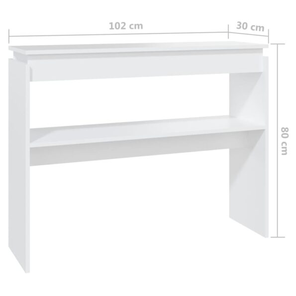 vidaXL Konzolový stolík, biely 102x30x80 cm, kompozitné drevo – Obrázok 6