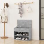 vidaXL Lavica na topánky betónovo-sivá 60x30x45 cm drevotrieska – Obrázok 3