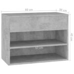 vidaXL Lavica na topánky betónovo-sivá 60x30x45 cm drevotrieska – Obrázok 8
