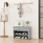 vidaXL Lavica na topánky betónovo-sivá 60x30x45 cm drevotrieska