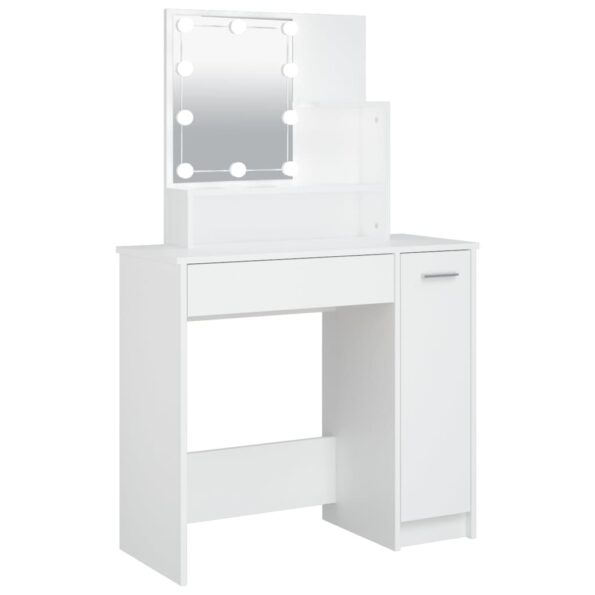 vidaXL Toaletný stolík s LED biely 86,5x35x136 cm – Obrázok 2
