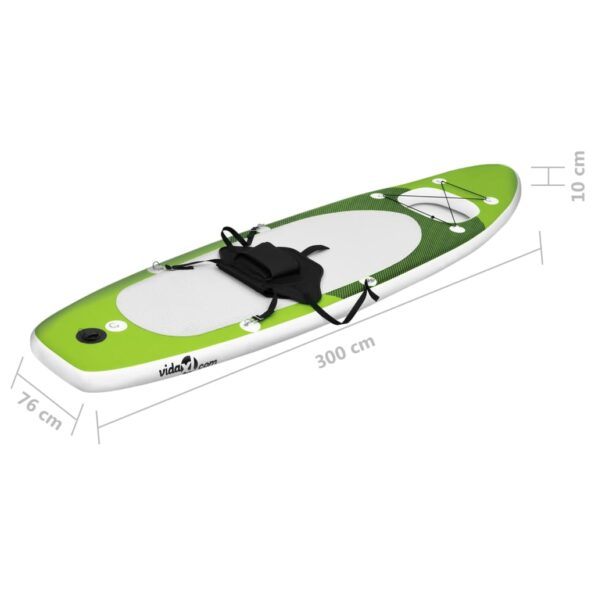 vidaXL Nafukovací Stand up paddleboard, zelený 300x76x10 cm – Obrázok 12