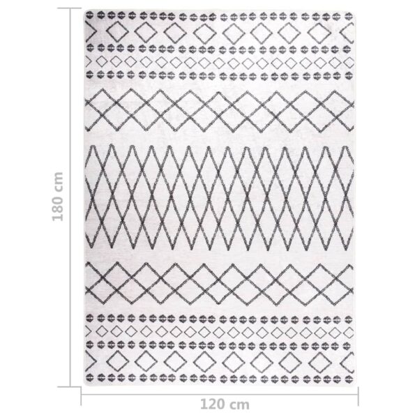 vidaXL Prateľný koberec 120x180 cm čierno-biely – Obrázok 5
