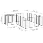 vidaXL Koterec pre psy čierny 8,47 m² oceľ – Obrázok 6