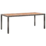 vidaXL Záhradný stôl 190x90x75 cm polyratan a akáciové drevo sivý – Obrázok 2