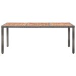 vidaXL Záhradný stôl 190x90x75 cm polyratan a akáciové drevo sivý – Obrázok 3