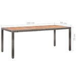 vidaXL Záhradný stôl 190x90x75 cm polyratan a akáciové drevo sivý – Obrázok 5
