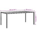 vidaXL Záhradný stôl 190x90x75 cm polyratan a akáciové drevo sivý – Obrázok 6