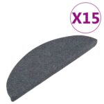 vidaXL Samolepiace nášľapy na schody 15 ks 56x17x3 cm sivé – Obrázok 2