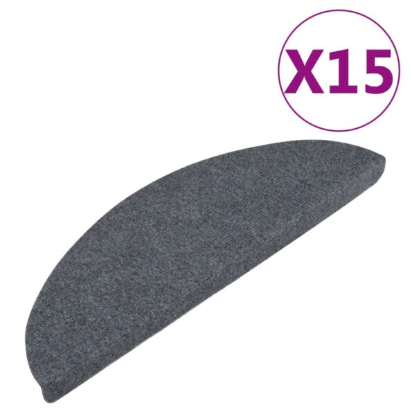 vidaXL Samolepiace nášľapy na schody 15 ks 56x17x3 cm sivé – Obrázok 2