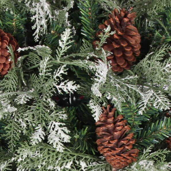 vidaXL Vianočný stromček a borovicové šišky zeleno-biely 225 cm PVC&PE – Obrázok 3