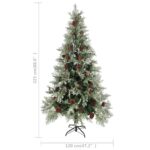 vidaXL Vianočný stromček a borovicové šišky zeleno-biely 225 cm PVC&PE – Obrázok 5