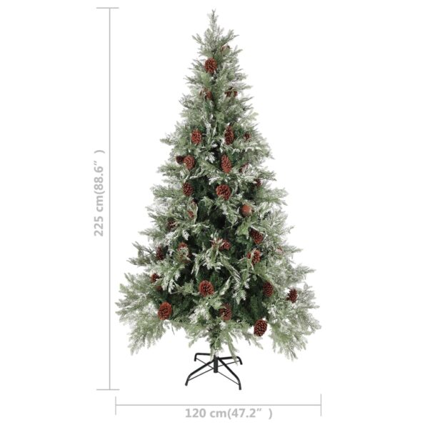 vidaXL Vianočný stromček a borovicové šišky zeleno-biely 225 cm PVC&PE – Obrázok 5