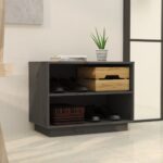 vidaXL Skrinka na topánky sivá 60x34x45 cm masívna borovica – Obrázok 3