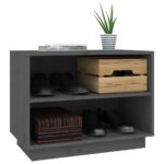 vidaXL Skrinka na topánky sivá 60x34x45 cm masívna borovica – Obrázok 4