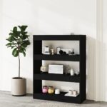 vidaXL Skriňa na knihy/priehradka čierna 80x30x103 cm spracované drevo – Obrázok 3