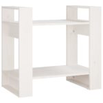 vidaXL Knižnica/deliaca stena biela 60x35x57 cm masívna borovica – Obrázok 2