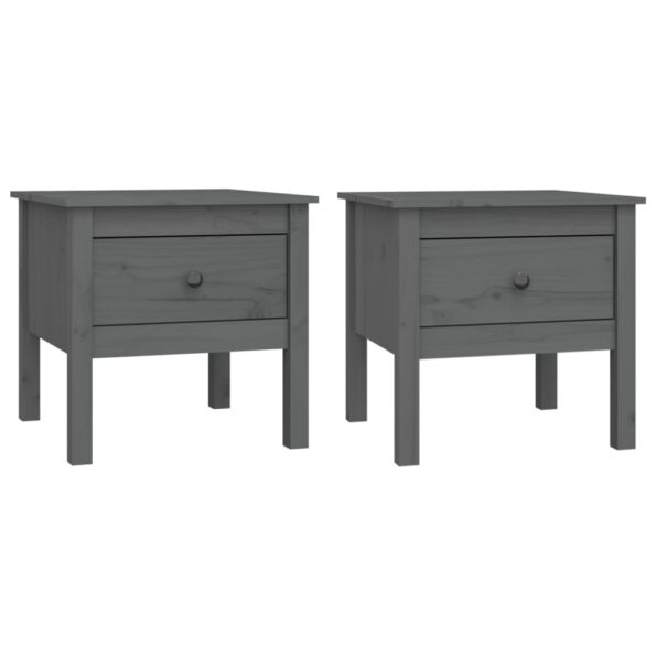 vidaXL Bočné stolíky 2 ks sivé 50x50x49 cm borovicový masív – Obrázok 2