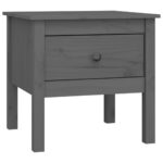 vidaXL Bočné stolíky 2 ks sivé 50x50x49 cm borovicový masív – Obrázok 3