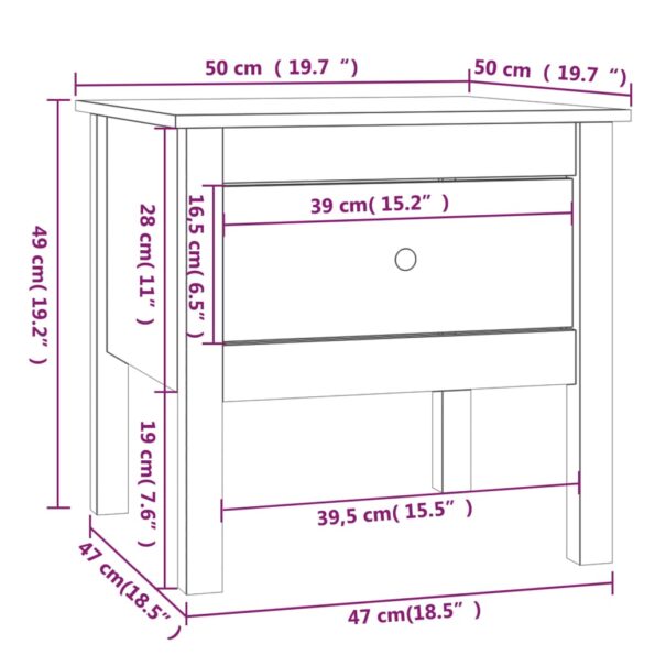 vidaXL Bočné stolíky 2 ks sivé 50x50x49 cm borovicový masív – Obrázok 12