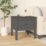 vidaXL Bočné stolíky 2 ks sivé 50x50x49 cm borovicový masív – Obrázok 4