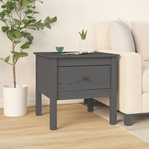 vidaXL Bočné stolíky 2 ks sivé 50x50x49 cm borovicový masív – Obrázok 4