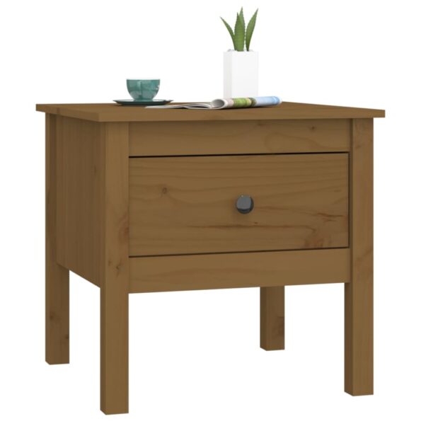 vidaXL Bočný stolík medovo hnedý 50x50x49 cm borovicový masív – Obrázok 4