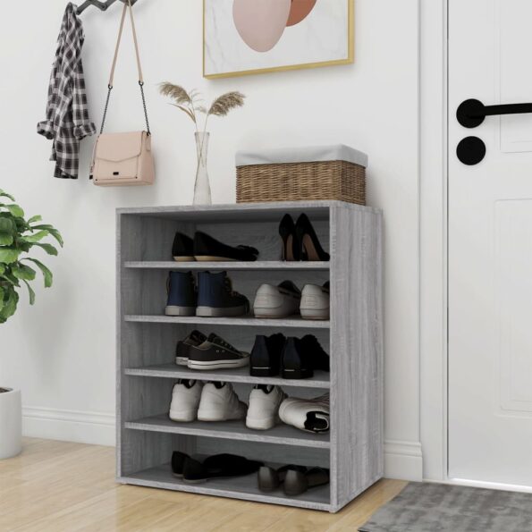 vidaXL Botník sivý dub sonoma 60x35x70 cm spracované drevo – Obrázok 3