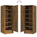 vidaXL Botník dymový dub 32x35x92 cm spracované drevo – Obrázok 8