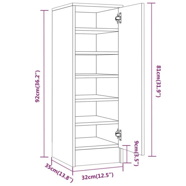 vidaXL Botník dymový dub 32x35x92 cm spracované drevo – Obrázok 9