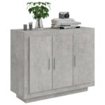 vidaXL Komoda betónová sivá 92x35x75 cm spracované drevo – Obrázok 4