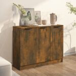 vidaXL Komoda dymový dub 90,5x30x70 cm spracované drevo – Obrázok 3