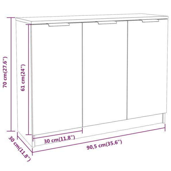 vidaXL Komoda dymový dub 90,5x30x70 cm spracované drevo – Obrázok 9