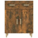 vidaXL Komoda dymový dub 69,5x34x89 cm spracované drevo – Obrázok 3