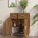 vidaXL Komoda dymový dub 69,5x34x89 cm spracované drevo – Obrázok 6