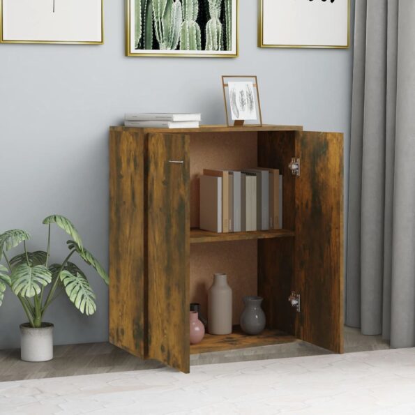 vidaXL Komoda dymový dub 60x30x75 cm spracované drevo – Obrázok 3
