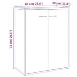 vidaXL Komoda dymový dub 60x30x75 cm spracované drevo – Obrázok 8